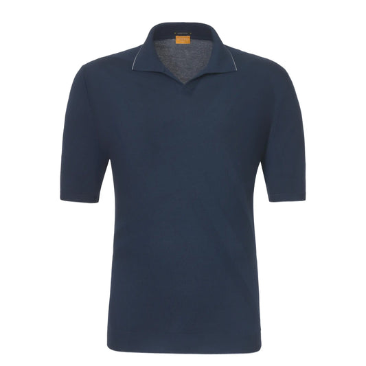Svevo Classic Cotton Polo Shirt in Dark Blue - SARTALE